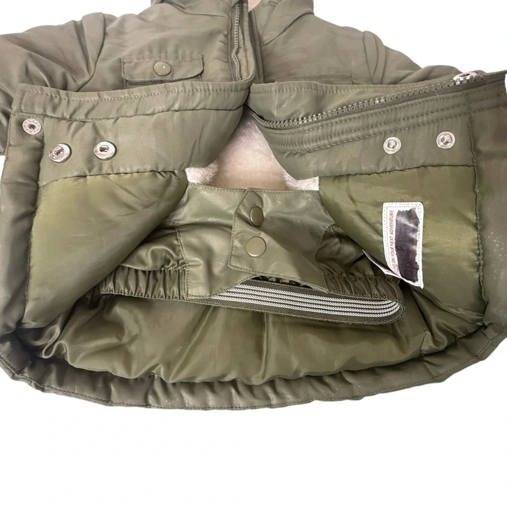 Cat & Jack Infant 18 Month Army Green‎ Camo Winter Coat With Hood Faux Fur Lined